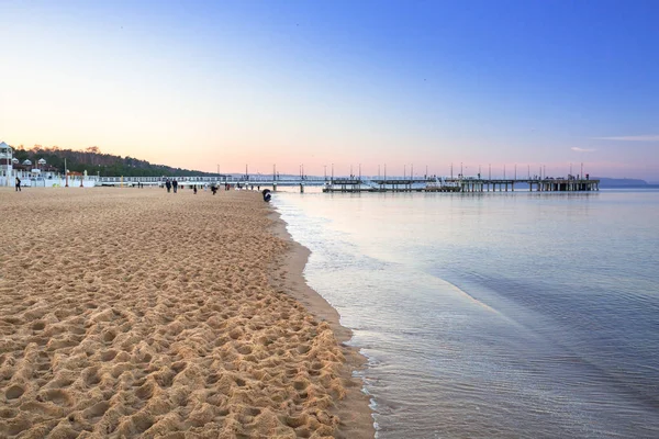 Pięknej Plaży Nad Morzem Bałtyckim Gdańsku Zmierzchu Polska — Zdjęcie stockowe