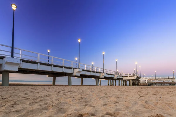 Molo Danzica Brzezno Mar Baltico Tramonto Polonia — Foto Stock