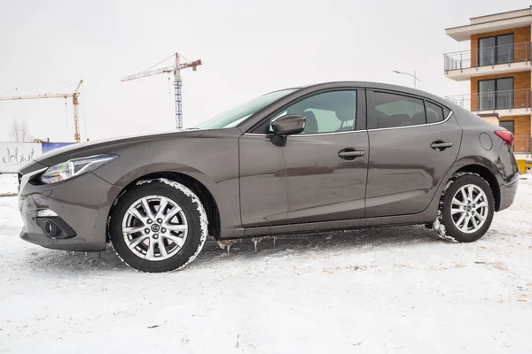 Pologne Février 2018 Voiture Compacte Mazda Capturée Hiver Mazda Est — Photo