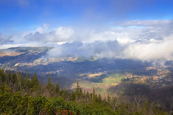 Vista Aérea Ciudad Zakopane Desde Pico Sarnia Skala Polonia — Foto de Stock