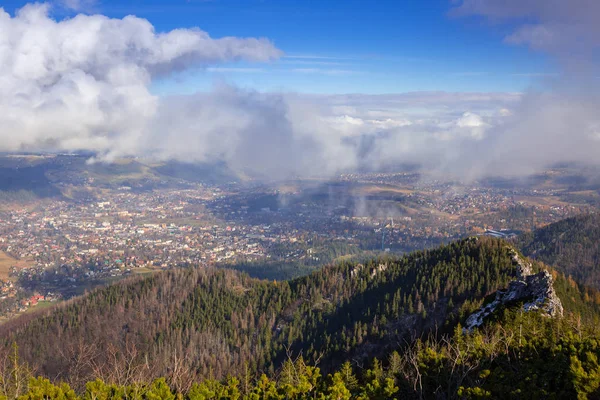 Vista Aérea Cidade Zakopane Partir Pico Sarnia Skala Polónia — Fotografia de Stock