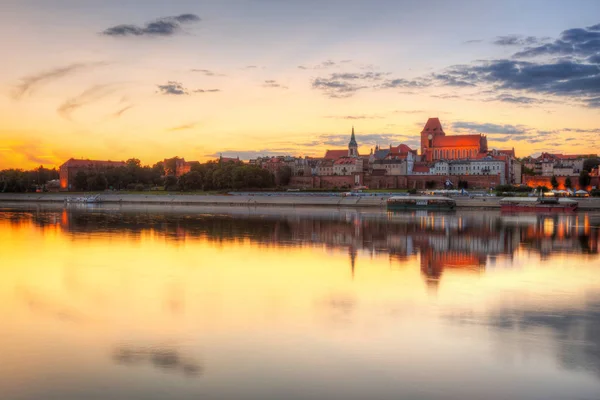 Torun Vieille Ville Dessus Vistule Coucher Soleil Pologne — Photo