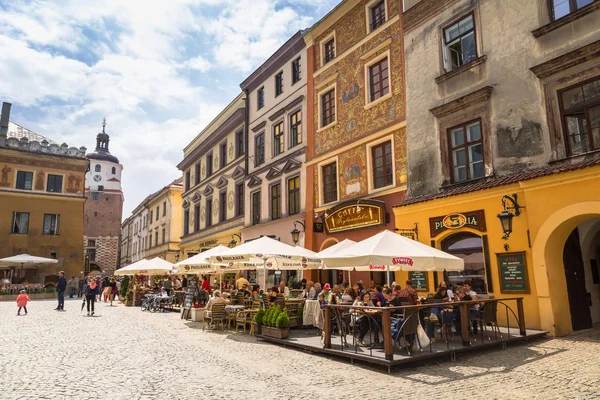 波兰的卢布林 2013年7月13日 波兰卢布林市中心的老城 卢布林是最大的波兰城市以东的维斯瓦河河与历史建筑和皇家城堡 — 图库照片