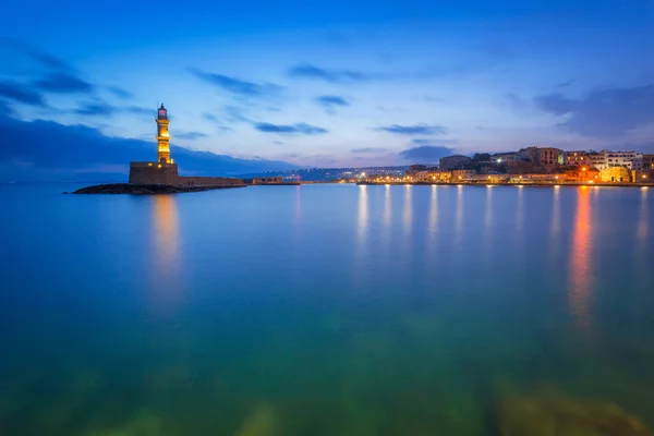 Faro Dell Antico Porto Veneziano Chania Creta Grecia — Foto Stock