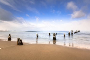Gdansk, Polonya Baltık Denizi'nin kışlık manzara