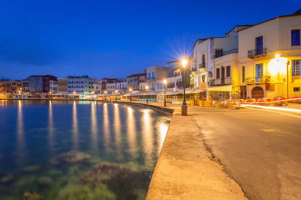 Architecture Canée Nuit Avec Vieux Port Vénitien Sur Crète Grèce — Photo