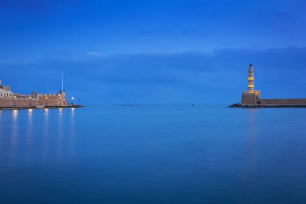 Girit Chania Daki Eski Venedik Limanının Deniz Feneri Yunanistan — Stok fotoğraf