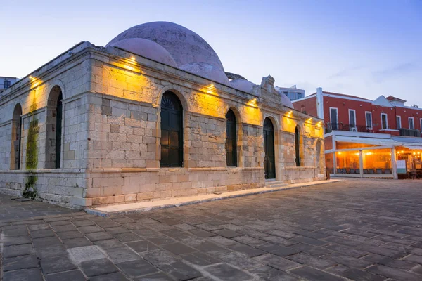 Стара Мечеть Порту Міста Ханья Світанку Острові Кріт Греція — стокове фото