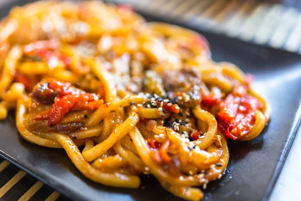 Macarrão Udon Com Pato Placa — Fotografia de Stock