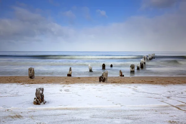 Paisaje Invernal Del Mar Báltico Gdansk Polonia — Foto de Stock