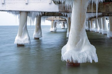 Gdansk, Polonya Baltık Denizi donmuş iskelede