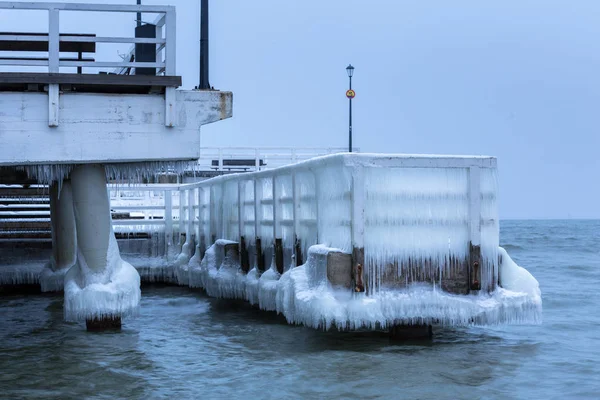 Gefrorene Seebrücke Der Ostsee Danzig Polen — Stockfoto