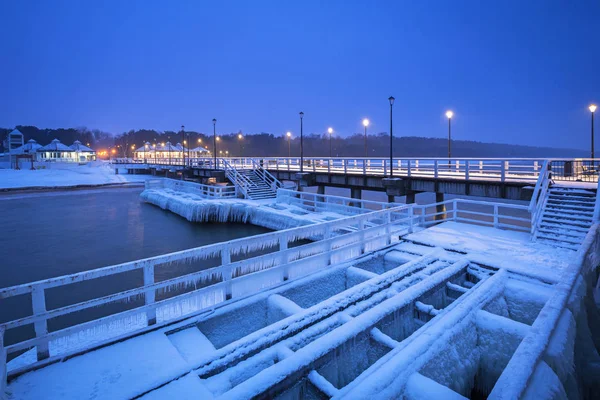 Gefrorene Seebrücke Der Ostsee Danzig Polen — Stockfoto