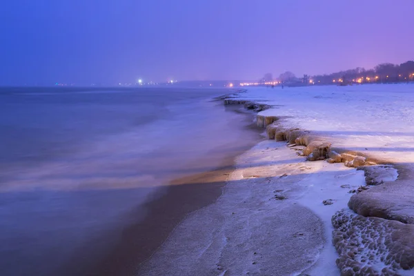 Costa Congelada Del Mar Báltico Gdansk Polonia —  Fotos de Stock