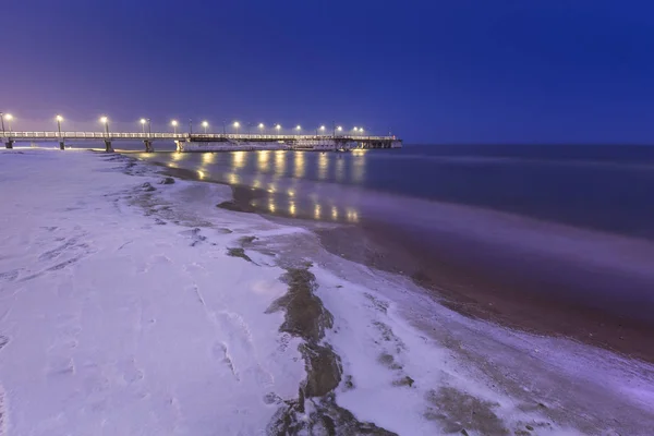 Bevroren Kust Van Oostzee Gdansk Polen — Stockfoto