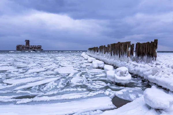 Zugefrorene Ostseeküste Gdynia Polen — Stockfoto