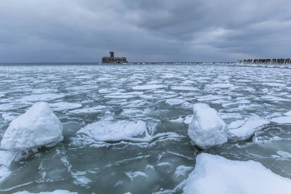 Frozen Coastline Baltic Sea Gdynia Poland — Stock Photo, Image