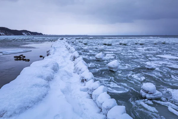 Litoral Congelado Mar Báltico Gdynia Polónia — Fotografia de Stock