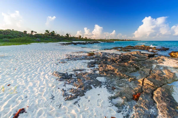 Plaża Morzu Karaibskim Playa Del Carmen Meksyk — Zdjęcie stockowe