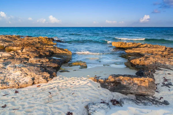 Plaża Morzu Karaibskim Playa Del Carmen Meksyk — Zdjęcie stockowe