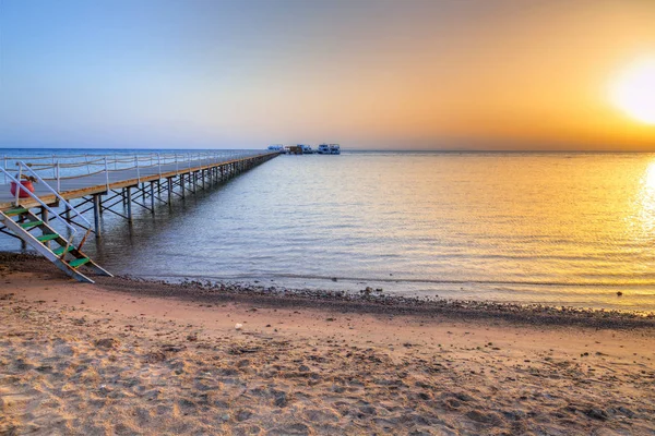 Wschód Słońca Molo Morze Czerwone Hurghada Egipt — Zdjęcie stockowe