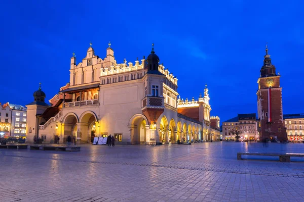 Krakow Cloth Hall Main Square Night Poland — Stock Photo, Image