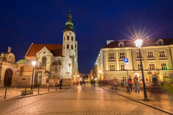 Architectuur Van Oude Stad Krakau Nachts Polen — Stockfoto