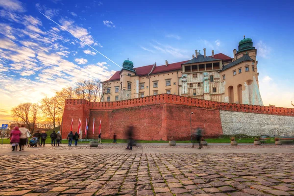 Castillo Real Wawel Cracovia Atardecer Polonia — Foto de Stock