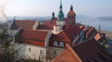 Grudziadz Vistula Nehri Polonya, havadan görünümü