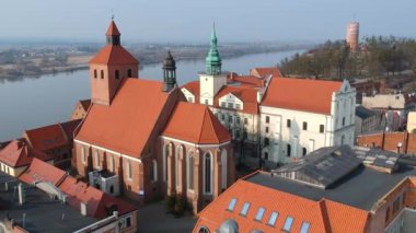 Grudziadz Vistula Nehri Polonya, havadan görünümü