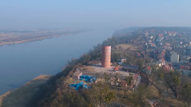 Vue Aérienne Tour Klimek Grudziadz Vistule Pologne — Video