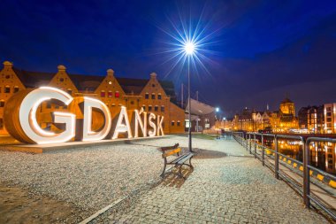 Eski kasaba Gdansk withoutdor şehir işareti, Polonya