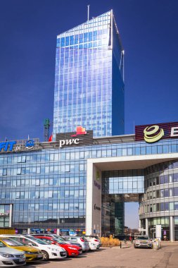 Gdansk, Polonya - 4 Nisan 2018: Olivia Star gökdelen Olivia iş merkezi Gdansk, Polonya. Olivia 180meters, Tri-City ve Kuzey Polonya en yüksek binası yıldızdır.