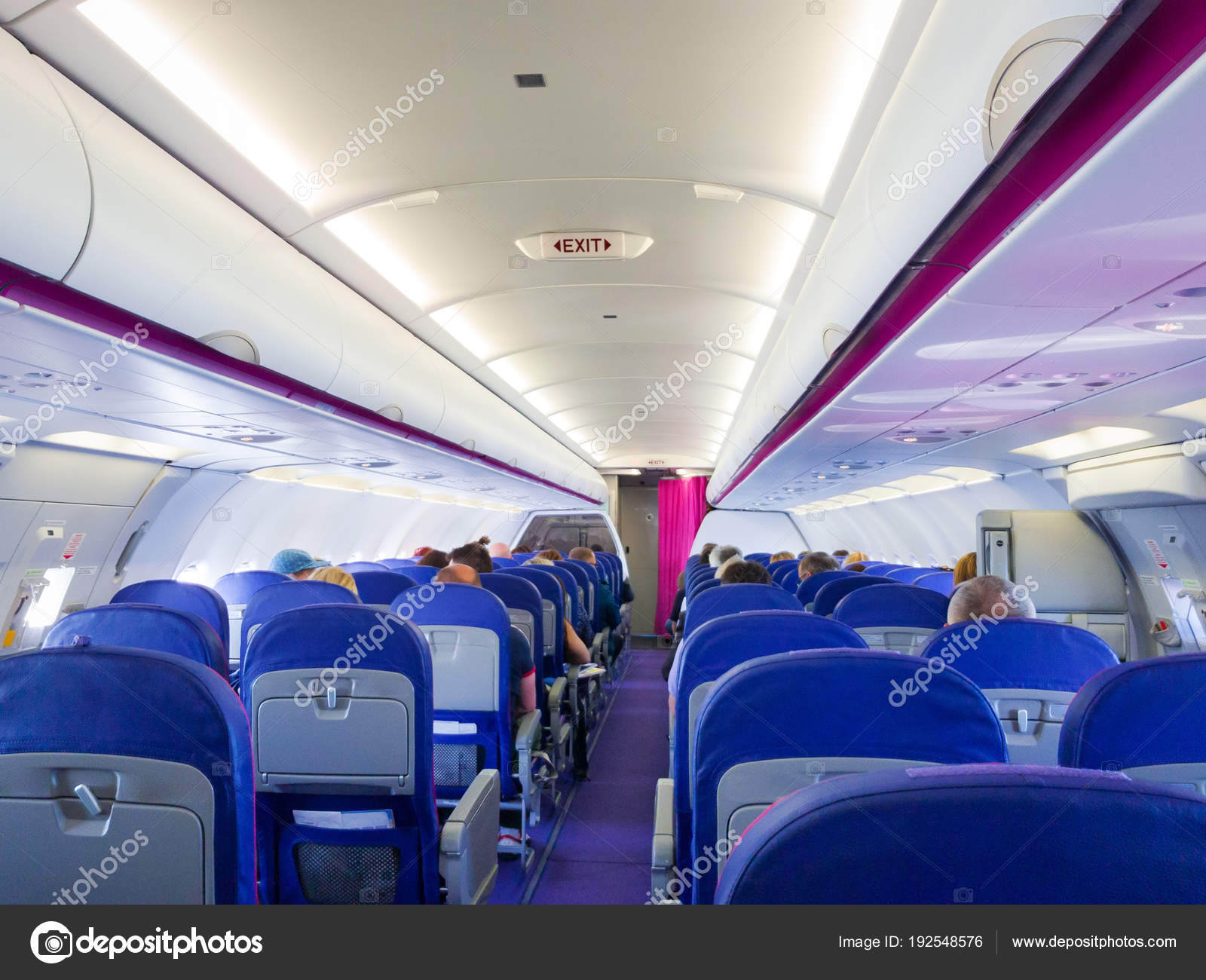 Interior Passenger Airplane People Seats Stock Photo