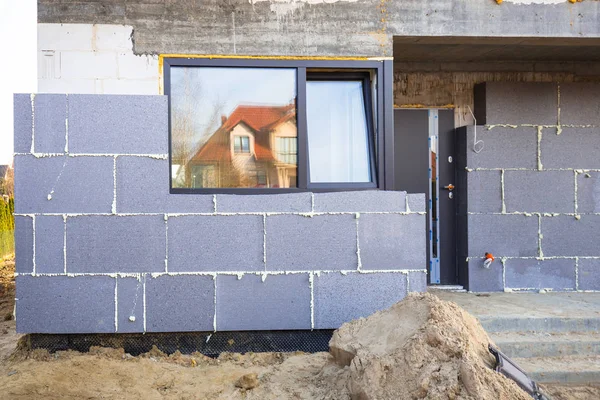 Graphite Styrofoam Insolation New House Construction — Stock Photo, Image