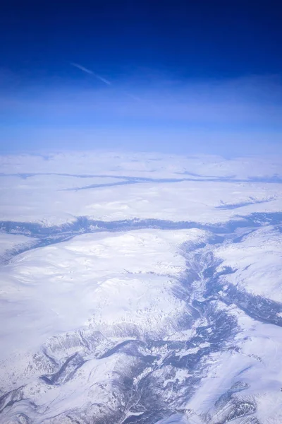 Αεροφωτογραφία Του Χιονισμένη Νορβηγία Από Αεροπλάνο — Φωτογραφία Αρχείου