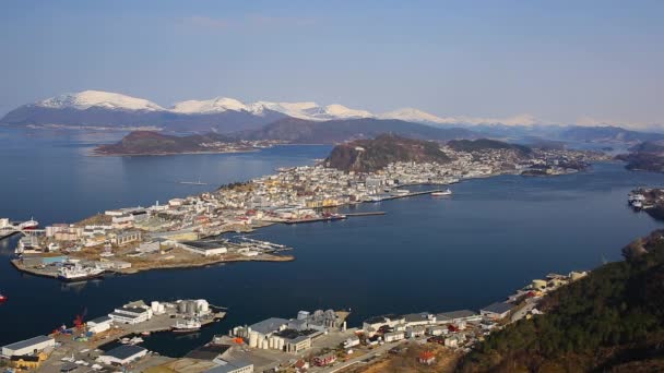 Bella Città Alesund Sulla Costa Della Norvegia — Video Stock