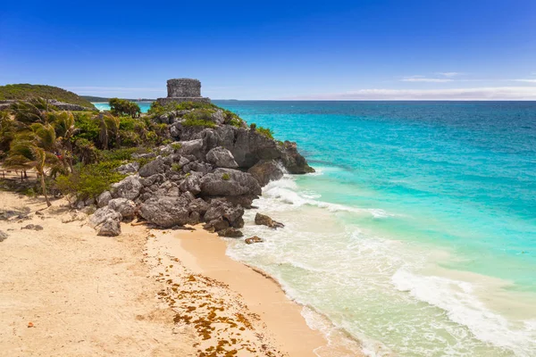 Caribbean Beach Cliff Tulum Mexico — Stock Photo, Image