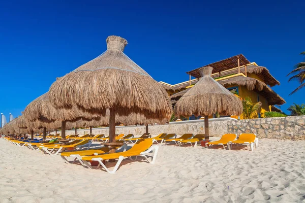 Plaża Morzu Karaibskim Playa Del Carmen Meksyk — Zdjęcie stockowe