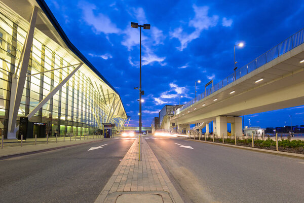 Gdansk, Poland - April 15, 2018: Modern terminal of Lech Walesa Airport in Gdansk, Poland. With over 4.6 million passengers served in 2017, it is the 3rd largest airport in Poland