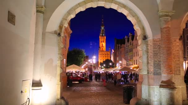 Gdansk Poland June 2017 Architecture Old Town Gdansk Night Poland — Stock Video