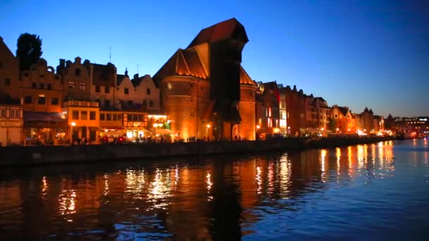 Gdansk Polonya Haziran 2017 Motlawa Nehir Gece Polonya Eski Şehirde — Stok video