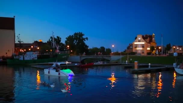 Gdansk Polonya Haziran 2017 Motlawa Nehir Gece Polonya Eski Şehirde — Stok video