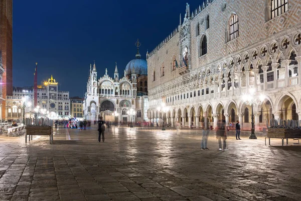 Piazza San Marco Πλατεία Doges Palace Στη Βενετία Την Νύχτα — Φωτογραφία Αρχείου