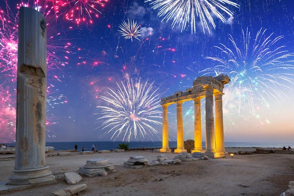 The Temple of Apollo in Side at dusk, Turkey — Stock Photo, Image