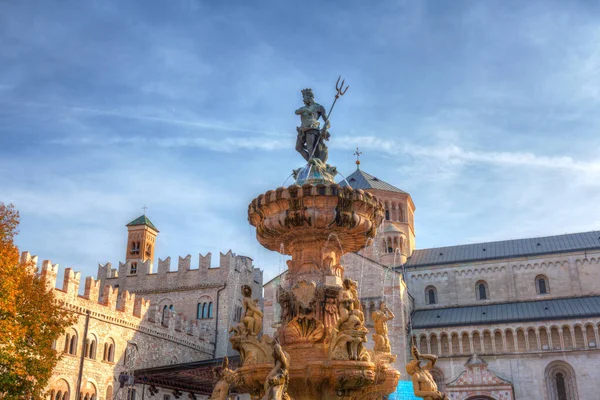 Fontana Nettuno Piazza Duomo Trento Alto Adige Italia — Foto Stock