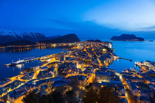 Paisaje Ciudad Alesund Mar Noruega Noruega — Foto de Stock