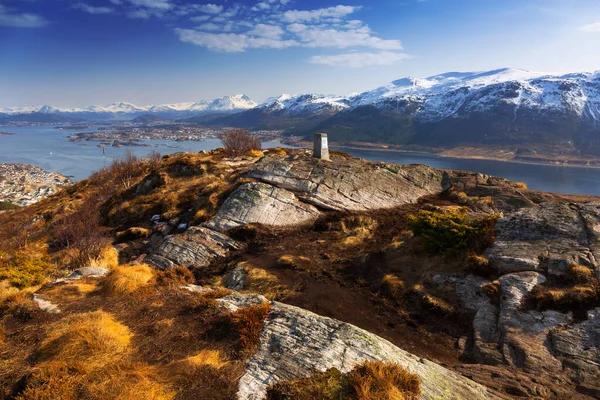 Πανέμορφο Τοπίο Της Δυτικής Νορβηγίας Ακτογραμμή Από Τον Sukkertoppen Λόφο — Φωτογραφία Αρχείου