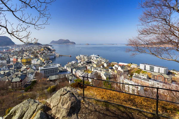 Paisagem Cidade Alesund Dia Ensolarado Noruega — Fotografia de Stock