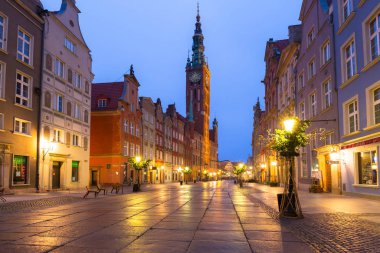 Gdansk, Polonya - 24 Kasım 2019: Polonya 'nın eski Gdansk kasabası. Gdansk, gotik mimarisi ile Polonya 'nın Pomeranya' nın tarihi başkentidir..
